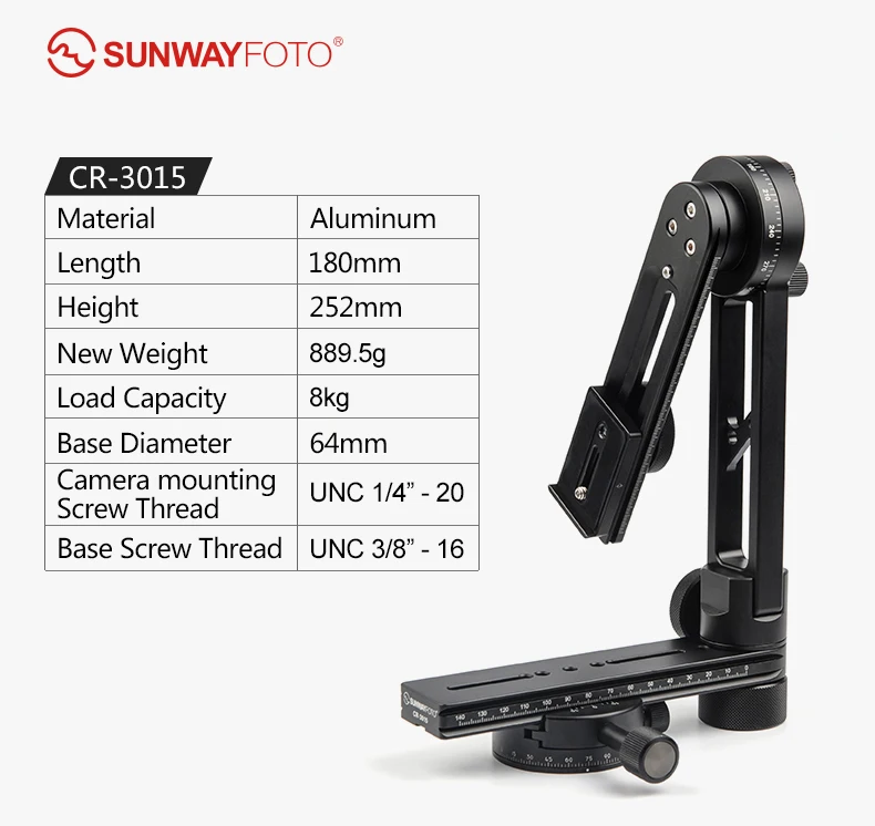 SUNWAYFOTO CR-3015 360 VR панорамная головка штатива, панорамная головка, подставка для камеры, панорамная головка для Manfrotto Benro