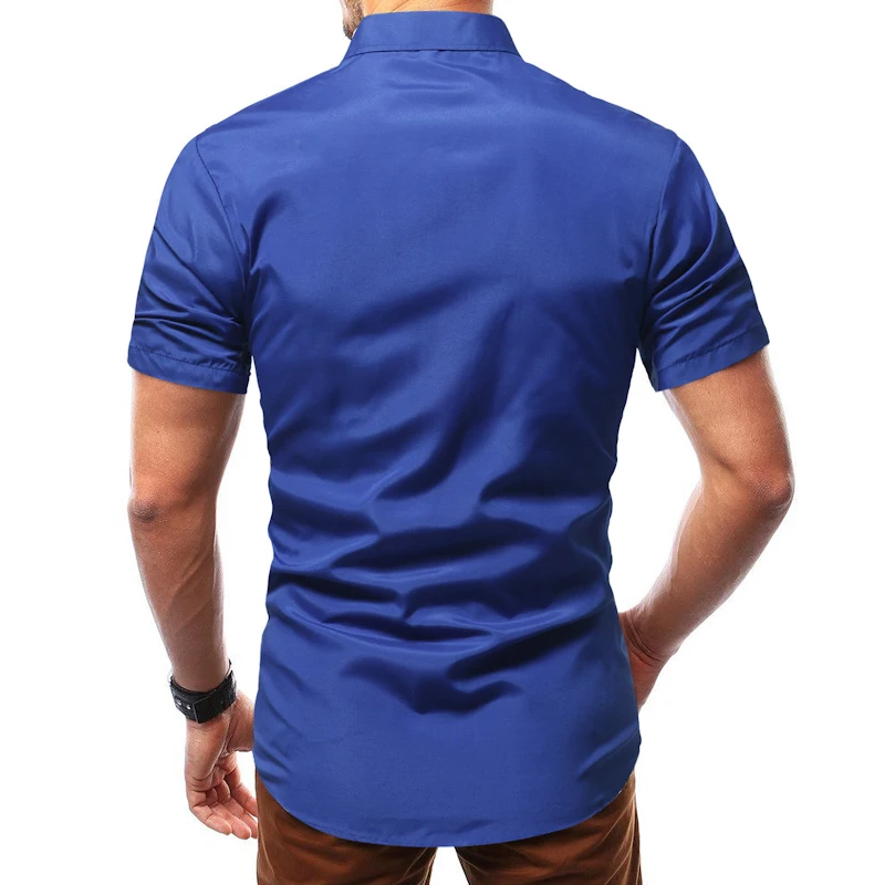 Unpadupe бренд Мужская рубашка сплошной цвет платье рубашка короткий рукав Slim Fit Camisa Masculina повседневные мужские Гавайские рубашки 4XL