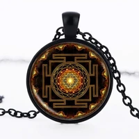 new fashion buddhist sri yantra pendant necklace sacred geometry time glass cabochon necklaces pendant jewelry gifts xl147