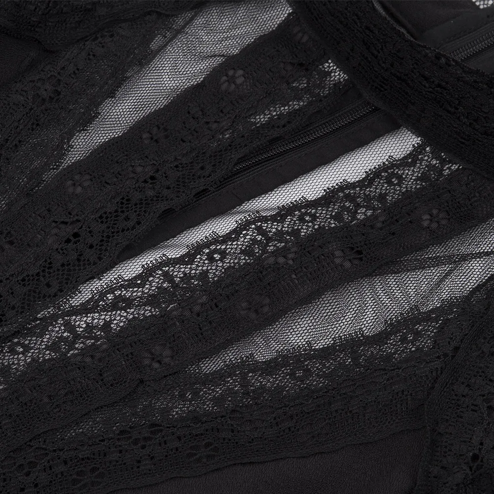 Rosetic готическое элегантное винтажное черное Сетчатое кружевное платье модные