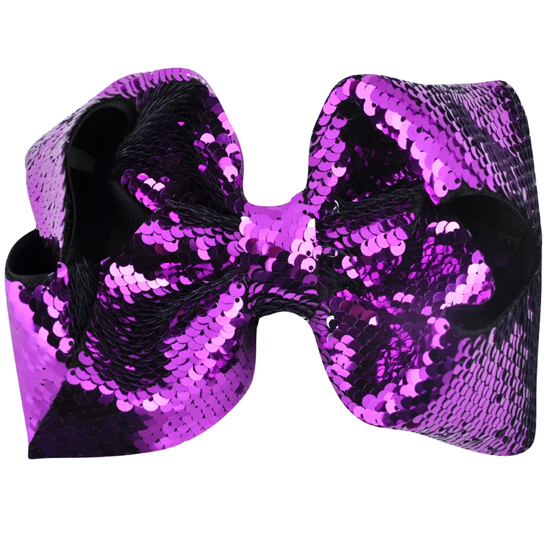 2 Purple 8 дюймов, радужные Блестящие Блестки, банты для волос русалки, большие заколки для волос для девочек, женщин, детей, заколки для волос с бантом, аксессуары для волос принцессы - Цвет: 2 Purple