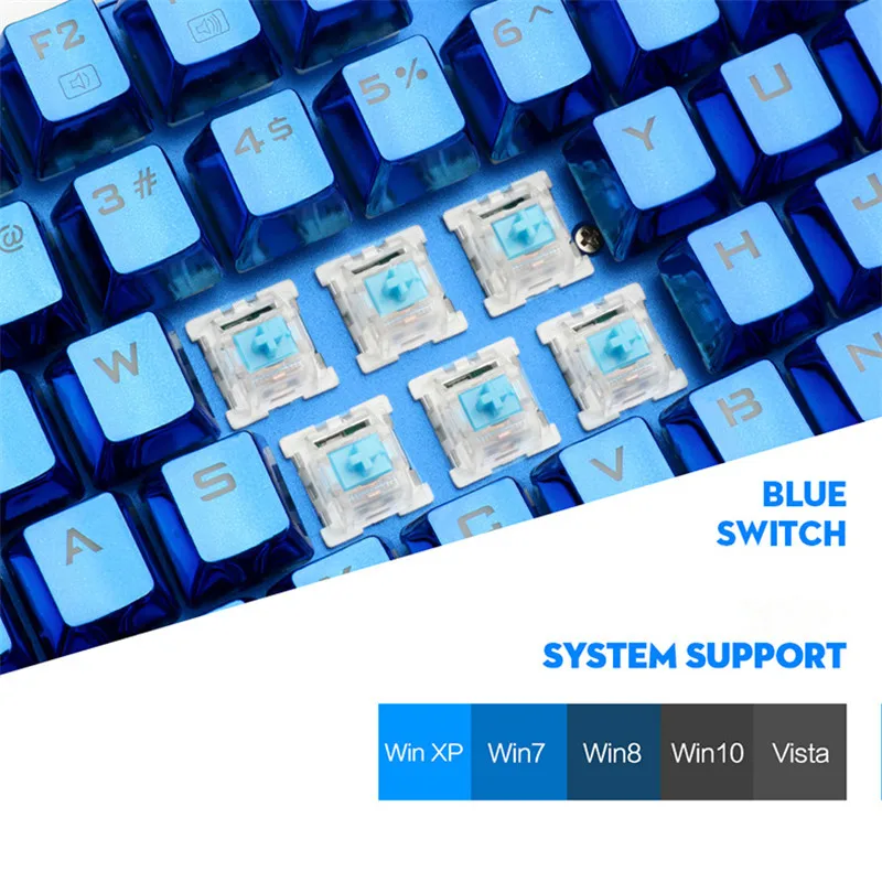 Проводная Механическая клавиатура KuWFi RGB для игр в e-sports мультимедийная