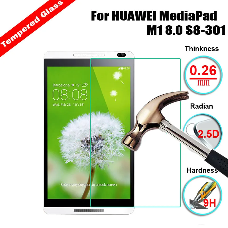 Закаленное Стекло Экран протектор для huawei Mediapad T1 10 T1-A21w(9,") M1 8,0 S8-301W M2 10" A01 P8 MAX с пленочным покрытием с уровнем твердости 9 H прозрачный