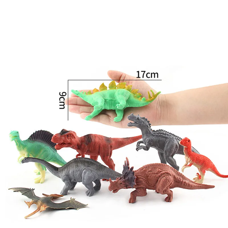 

8Pcs DIY Big Dinosaurs Figures Simulation Animal World Model Set Soft Plastic Colorful Creative Decoration Toys For Children Kid