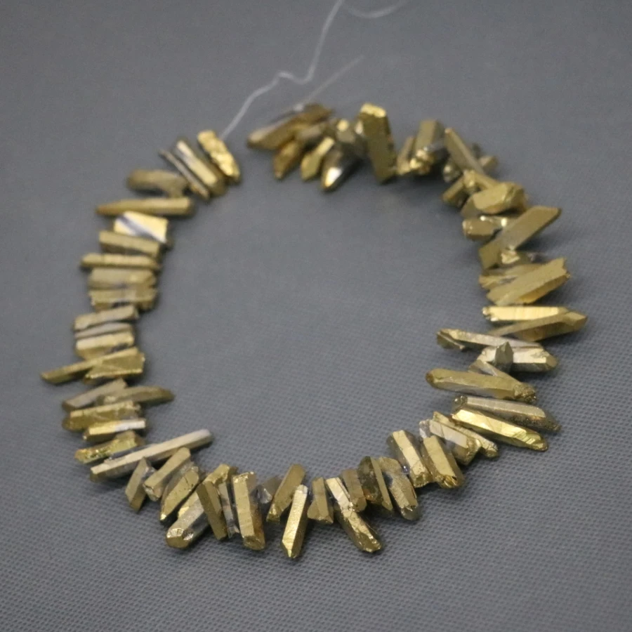 Золотой лечебный Кристал кварц из бисера топ Просверленный градиент матовой