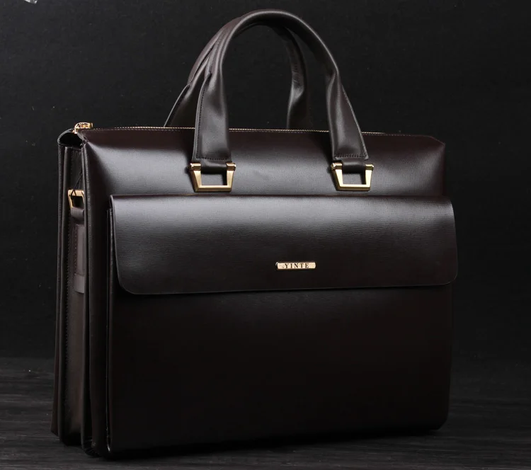 YINTE Business Men's Briefcase Leather 14 inch Laptop Bag High Quality Messenger Large Capacity Men's Totes Portfolio T8182-3