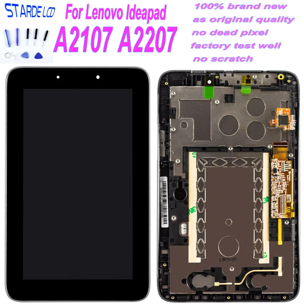 7 ''ЖК-дисплей для lenovo Ideapad A2107 A2207 сменный ЖК-дисплей сенсорный экран панель дигитайзер стекло с рамкой в сборе