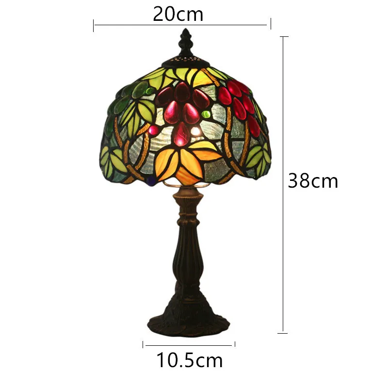 

8 Inch Vintage Table Lamp European Bedroon Bedside Desk Lamp Classical Bar Art Stained Glass Lamp Cafe Restaurant Table Light