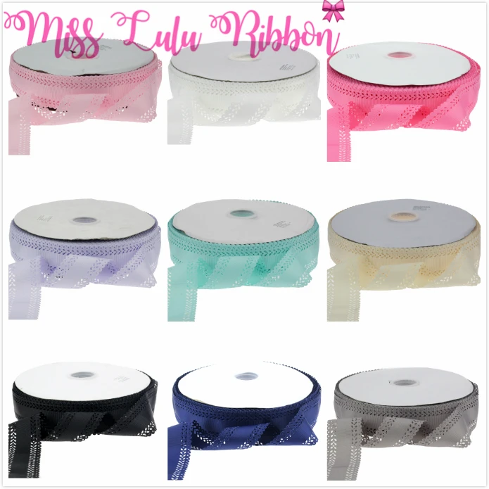 

2"50mm Flower Hollow Grosgrain Ribbon Solid Color DIY Party Home Decoration Hair Bowknots Making 100yards/roll