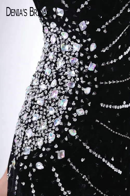 Real Photos Black One Shoulder Keyhole A-Line Evening Dresses Beaded Sweep Train Floor-Length Long Prom Gowns | Свадьбы и торжества