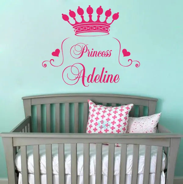 Домашний декор Цитата Принцесса Корона Настенная Наклейка сердце
