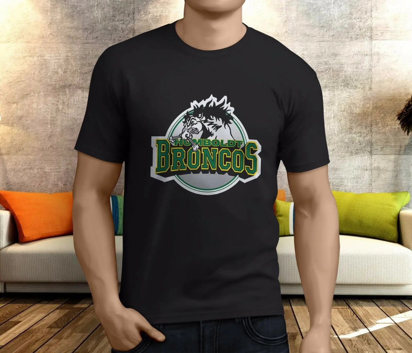 Новая популярная мужская Черная футболка Humboldt Broncos | Мужская одежда