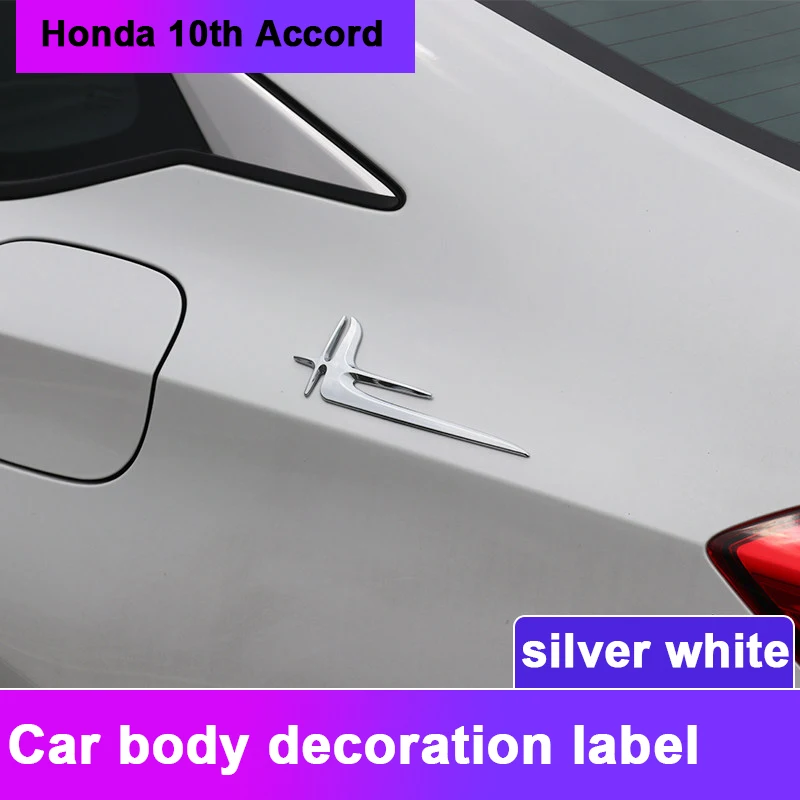 2PCS For Honda Accord 2018 2019 10th Car 3D Side Wing Badge Emblem Modified labeling sticker Trim Sports style Modification - купить по