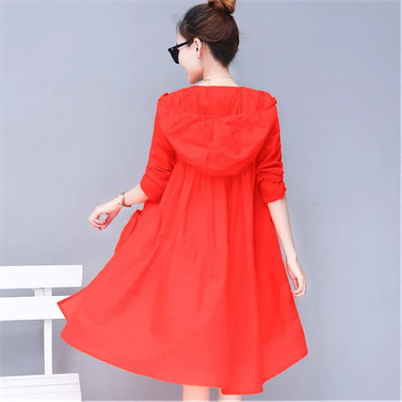 Ветровка женская Солнцезащитная с капюшоном длинная свободная Модная легкая