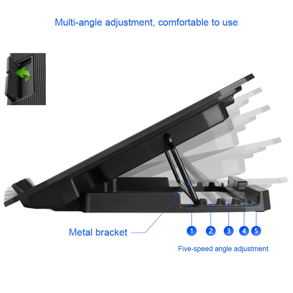 seenda laptop cooler cooling pad 2 usb ports and two cooling fan adjustable speed notebook stand for 12 15 6 inch free global shipping