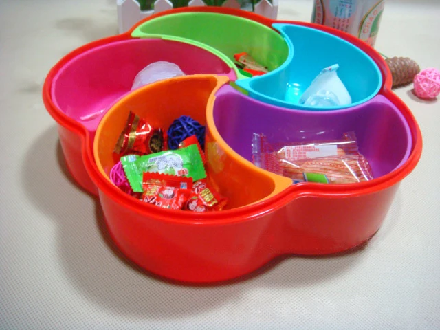 Quality 5 Compartment Candy Storage Box Seeds Peanut Container Sweets Organizer Crescent-shaped Plastic Snack storage Container images - 6