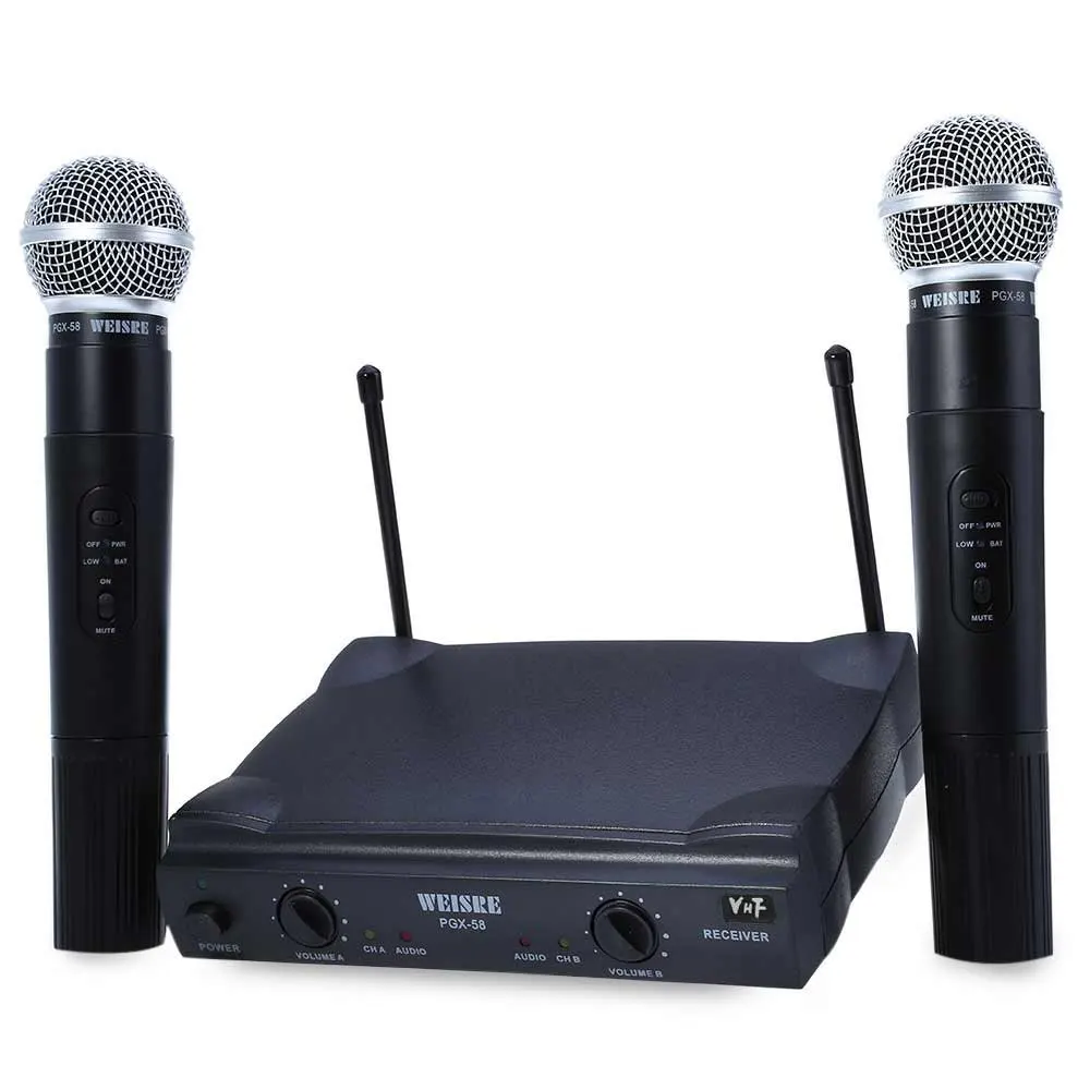Горячие weisre PGX58 Omni-направленная УКВ двойной ручной 2 x Mic беспроводной приемник