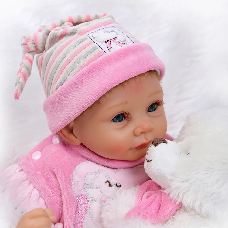 

22" bebe girl doll reborn soft cloth body silicone reborn babies with bear plush doll child gift bonecas brinquedos