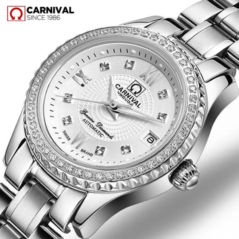 Часы женские автоматические механические водонепроницаемые полностью стальные