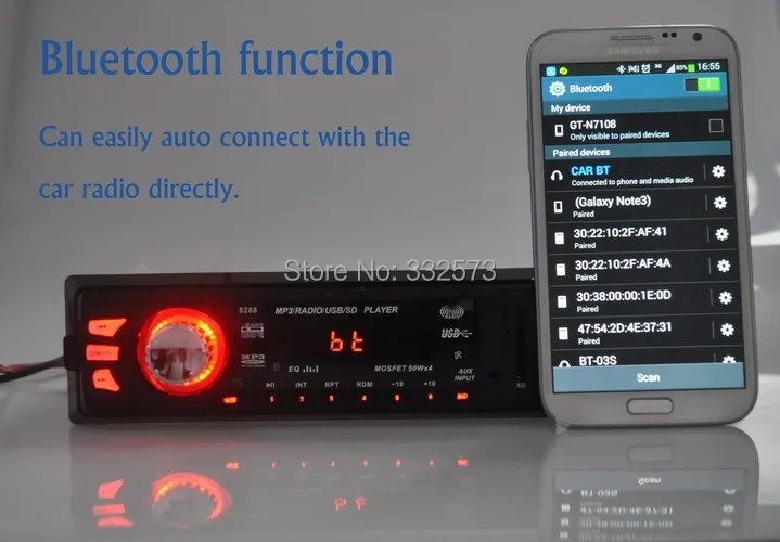 Автомагнитола 12 В стерео проигрыватель с функцией Bluetooth портом USB SD MMC Типоразмер 1