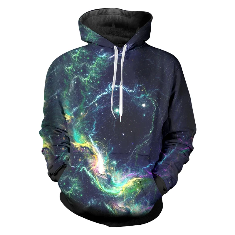 Толстовка UJWI в стиле хип хоп Модный свитшот с 3D принтом Галактики цветной картой