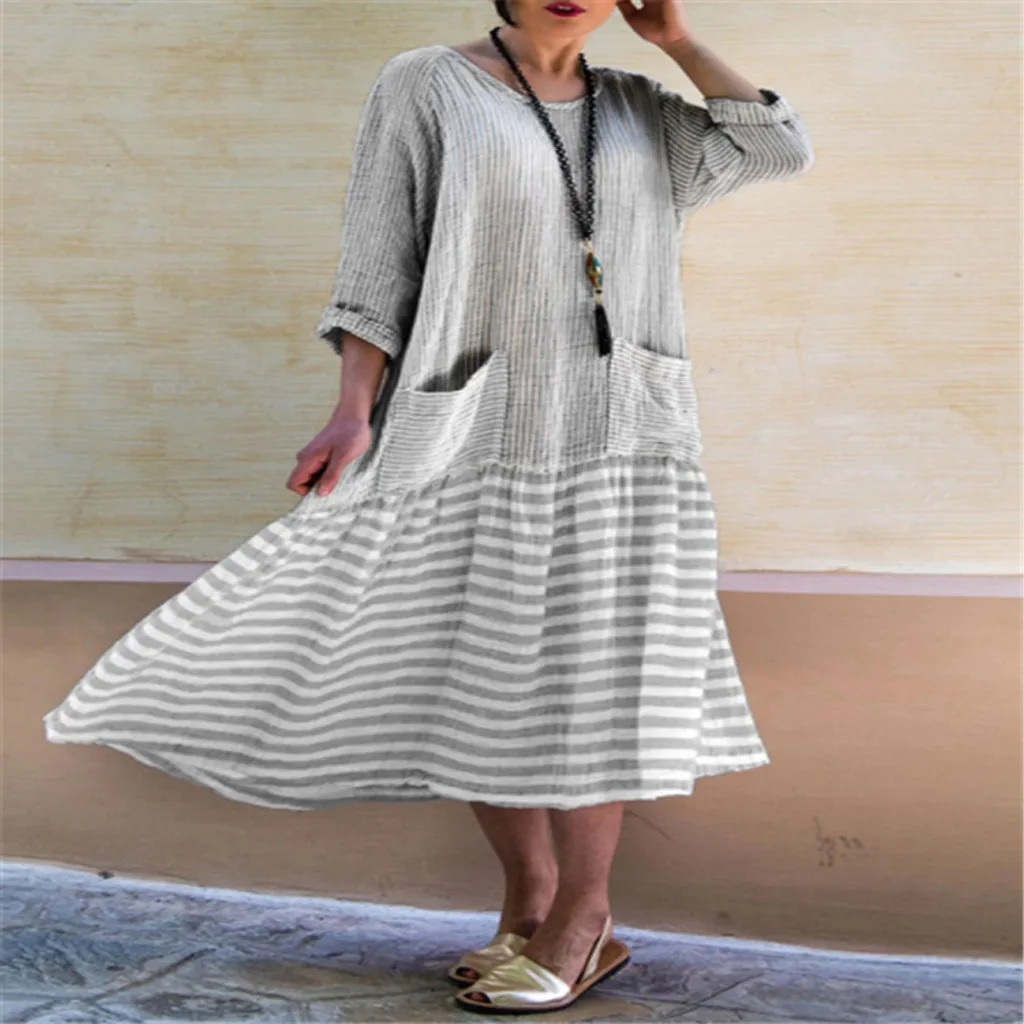 2019 плюс размер повседневное женское летнее платье модное с круглым вырезом в