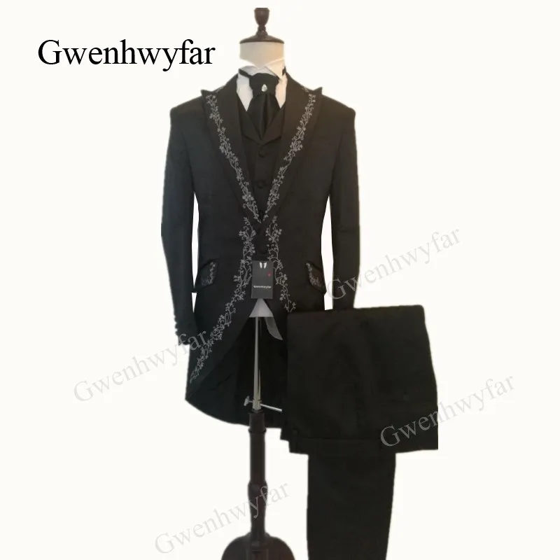 Gwenhwyfar 2018 новый мужской классический костюм из трех предметов с вышивкой