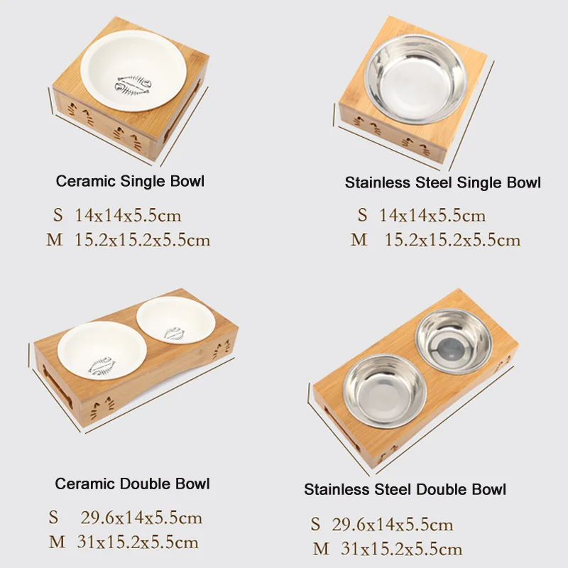 Pawstrip Pet двойная миска для собак бамбуковая керамическая кошек из нержавеющей
