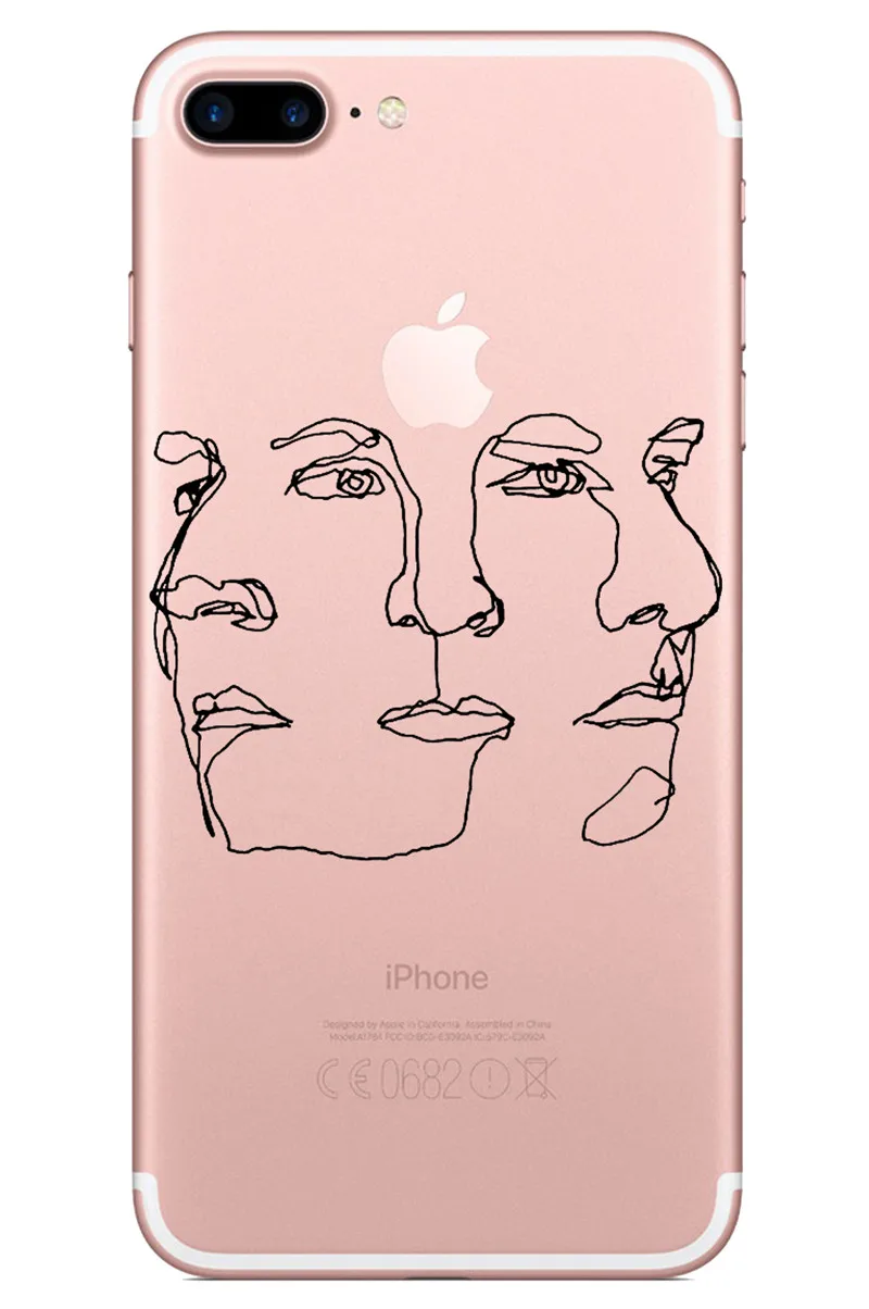 Art Lines human face Phone Cases For iphone 6 lcd 6s 7 X Transparent TPU soft marshall cover 8 plus case luxury PY04 |