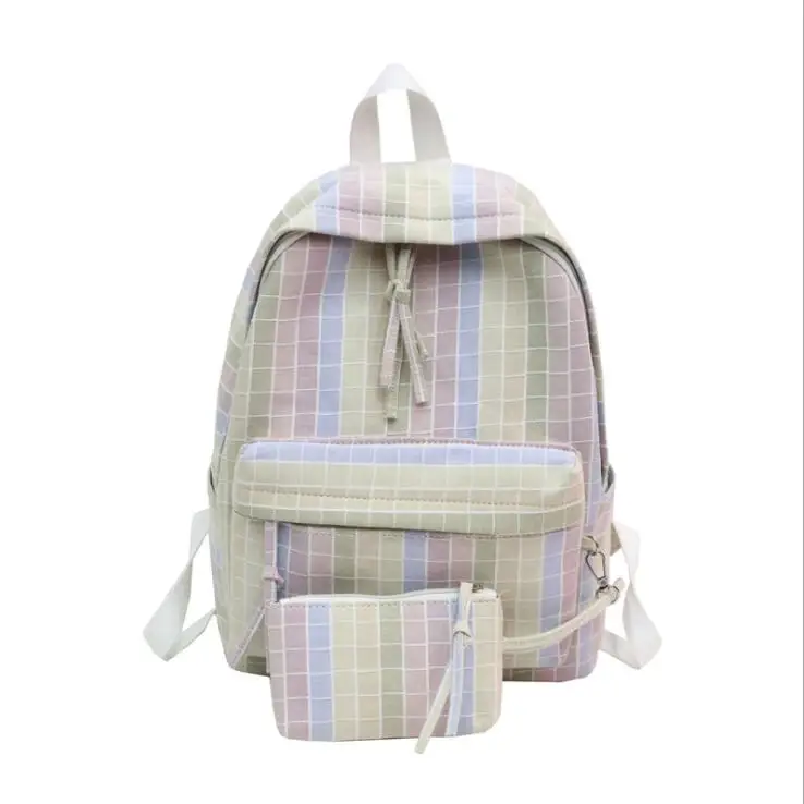 Женский рюкзак полосатый Для женщин Холст Рюкзак подростковый Рюкзаки для