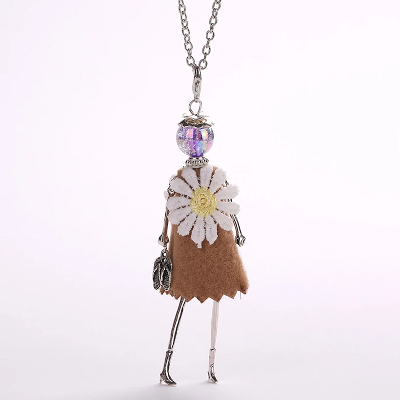 Новинка 2017 Длинная женская цепочка на свитер ожерелье ручной работы кукла