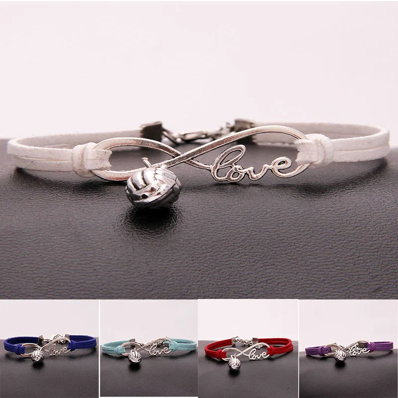 Прямая поставка 18 цветов Бесконечность Люблю Волейбол Шарм Плетеный браслет и