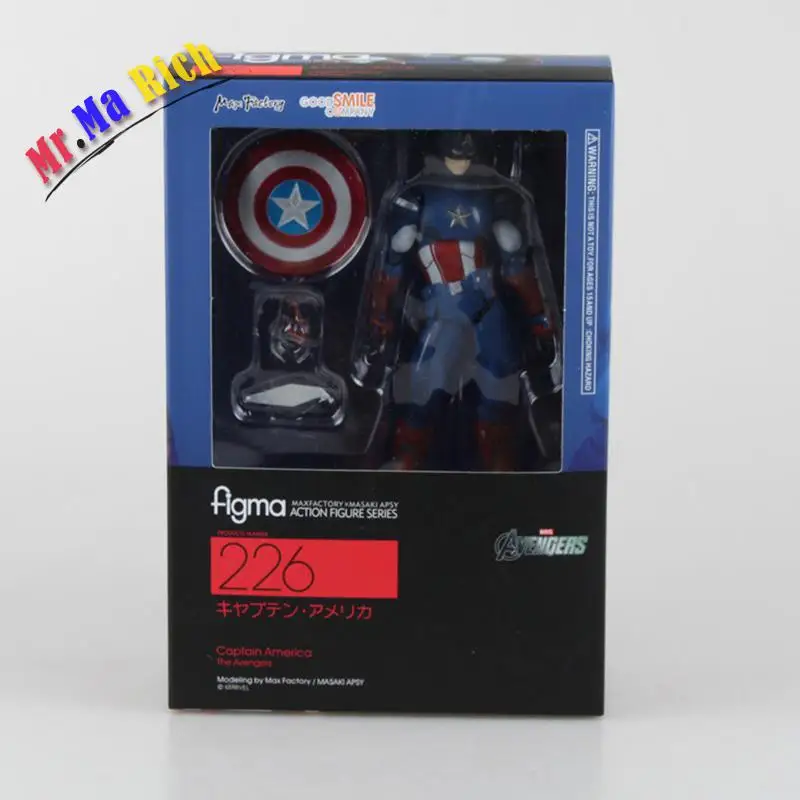 Высокое качество Figma 266 # Капитан Америка ПВХ фигурка с коробкой Бесплатная