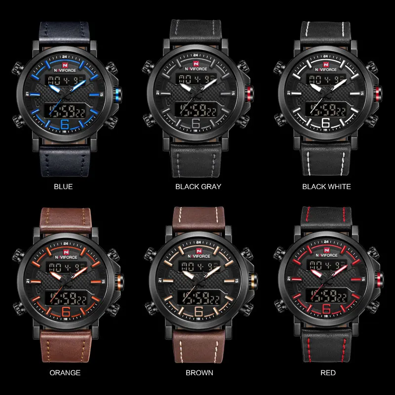 Часы наручные NAVIFORCE Мужские кварцевые роскошные брендовые светодиодные
