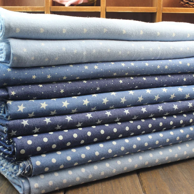 Pure cotton denim fabrics Cotton printing micro spring water to wash jeans diy handmade quilts garment accessories 1.45*1m | Дом и сад