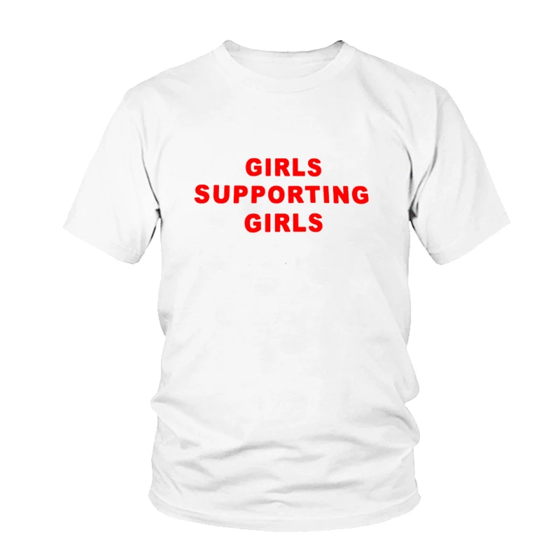 

Girls Supporting Women T Shirt Summer Funny Letter Printed Casual Grunge Tshirt Female Red Pink Tops Short Sleeve Fashion Tee