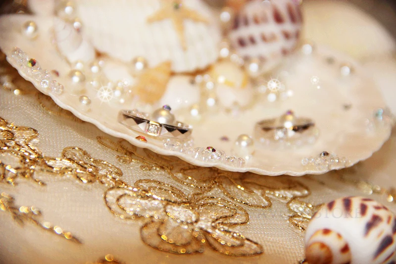1 шт. Марин shell pearl фото реквизит для предложения руки и сердца украшение для свадьбы бракосочетания готовой ручной подушку кольцо