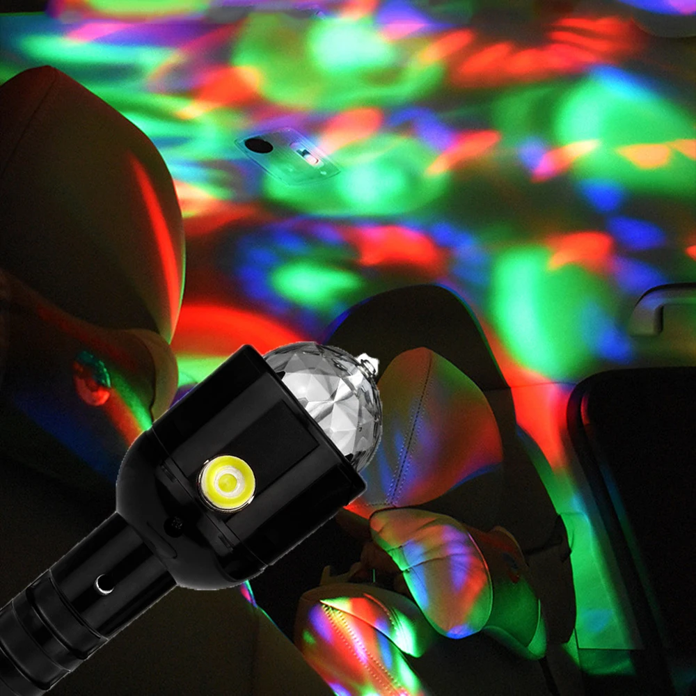 

DC 5V Stage Lamp 3W RGB Sound Party Lights LED Disco Ball Mirror Club Stage Lights Dj Lighting Effect Moving Wireless Flashlight