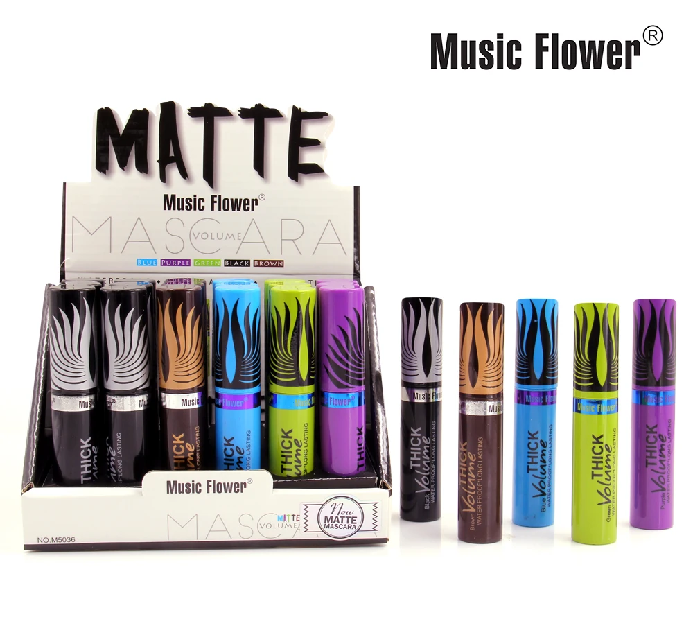 Music Flower Косметика Водонепроницаемый завивающая тушь синий длительный толстые объемные ресницы с эффектом нарощенных ресниц макияж