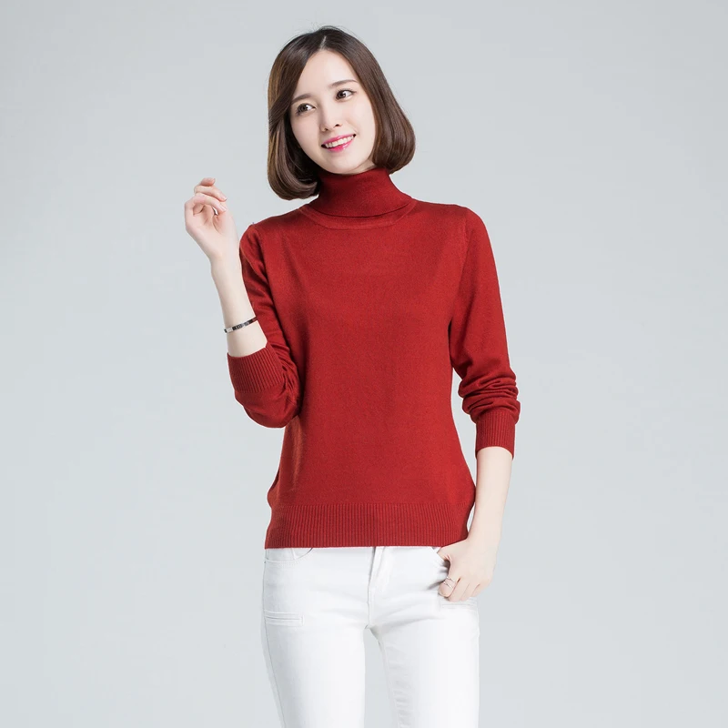High-quality female cashmere sweater high collar simple lady knitwear comfort a clothes | Женская одежда