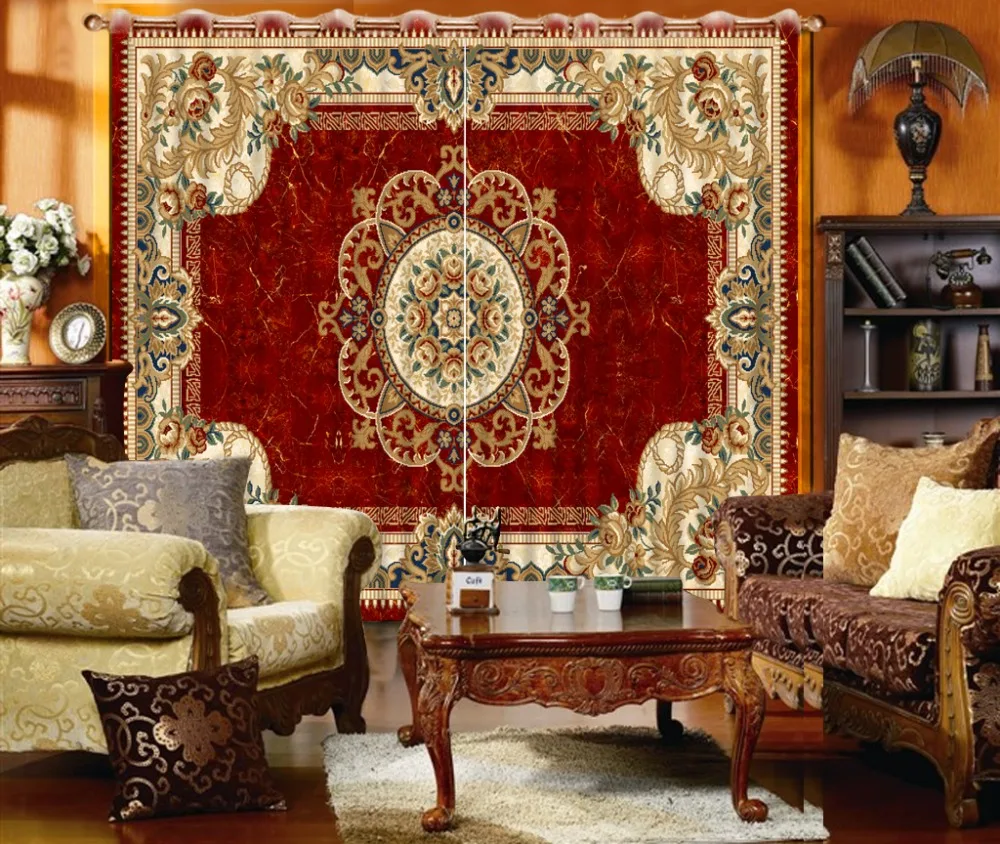 European Luxury Curtains Pattern Photo Printing For Living Room Bedroom Window Curtain Drapes Thick Blackout | Дом и сад