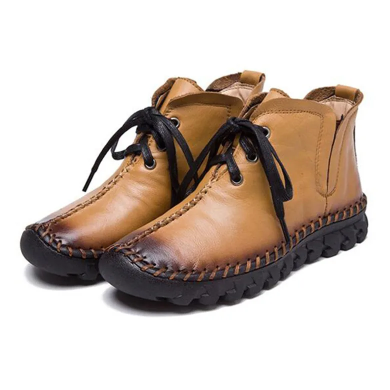 plush brown SNURULAN2018 женские зимние ботинки женская зимняя обувь на натуральном меху женские теплые зимние ботильоны ручной работы из натуральной кожи MujerE483 - Цвет: plush brown
