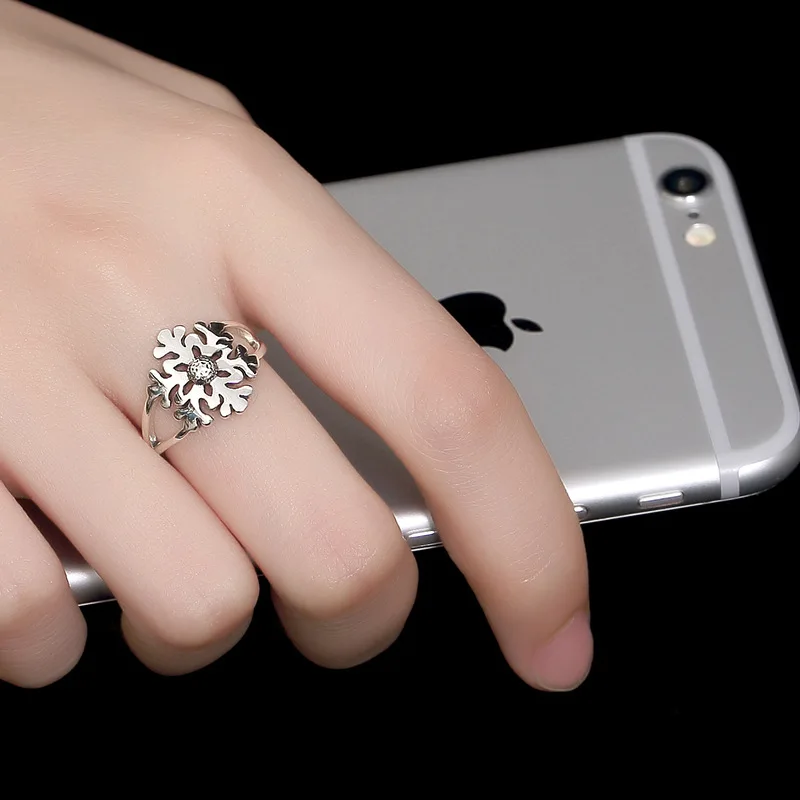 

Silver S925 Sterling Silver Antique Thai Silver Snowflake Ring Personalized Ladies' Ladies Opening Ring Wholesale Agent