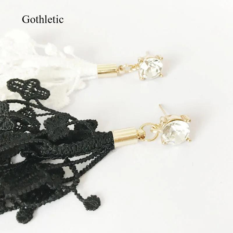 Женские серьги с кристаллами Gothletic романтичные кружевные черного и белого цвета