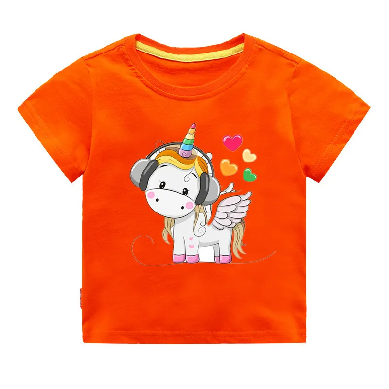 New Arrivals 2019 Summer Children's Cartoon Unicorn DMDM PIG Girl T-Shirt Vest Cotton Print Heat transfer | Детская одежда и