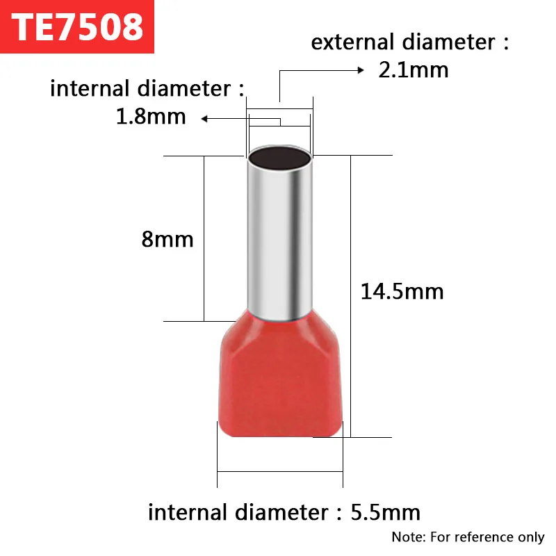 100 шт. Двухтрубная Изолированная Клеммная игла холодного пресса многоцветная на