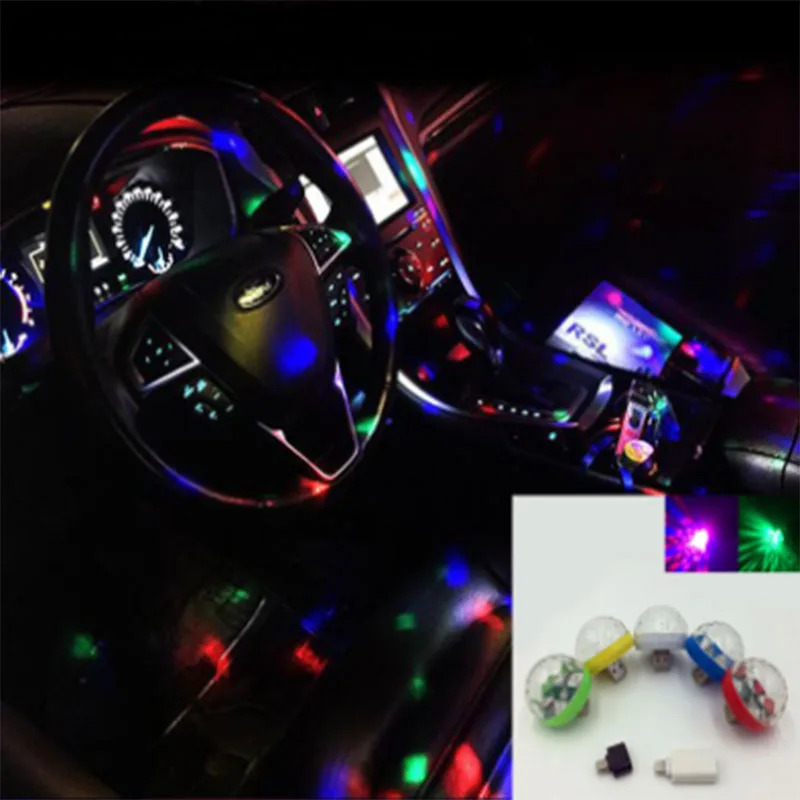 Новые Потрясающие светодиодный Автомобильный USB атмосферный свет DJ RGB мини