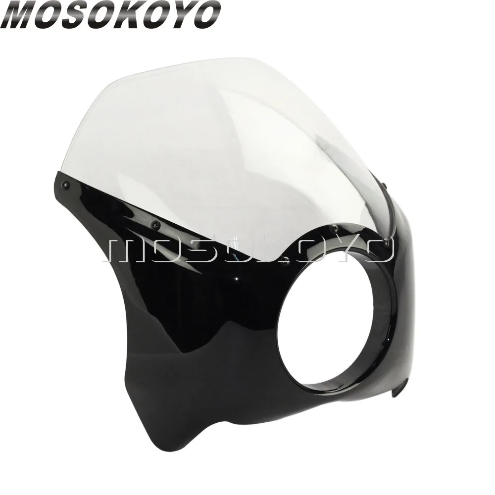 Фара для мотоцикла Cafe Racer 5 75 дюйма глянцевый черный корпус АБС пластик 3/4 передняя