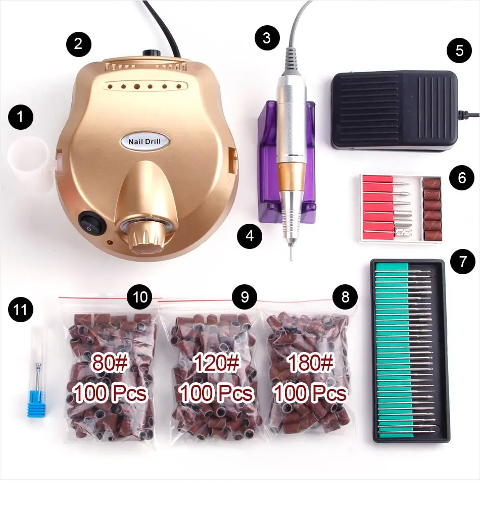 30000RPM Manicure Apparatus Set Pedicure Cutters Milling Machine Electric Nail Drill Bits Ceramic Cutter Sanding Bands Nail Tool