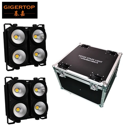 2in1 flight case COB светодиодный Блиндер 4(C) сценический Блиндер светильник DMX Аудио ТВ кино светильник без мерцания 4 глаз театральный светильник ing CW/WW Gigertop - Цвет: 2in1 flight case
